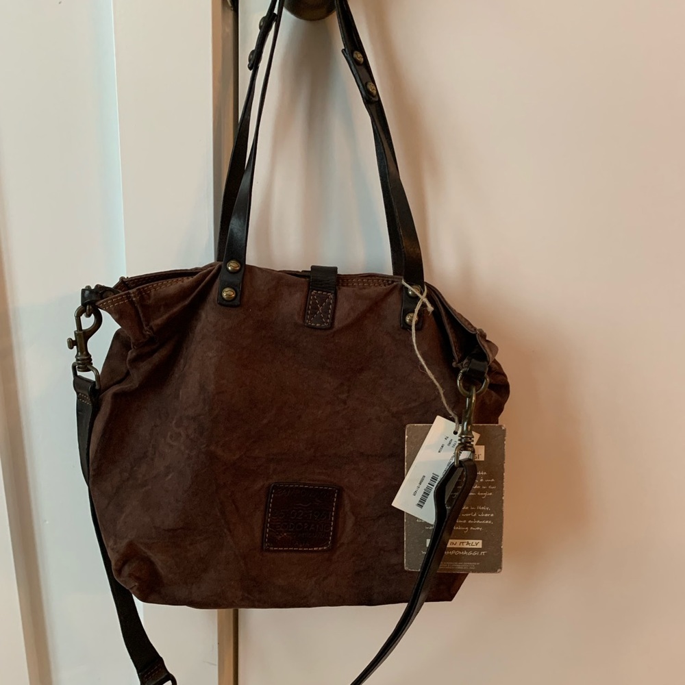 Campomaggi canvas & leather brown beautiful bag!